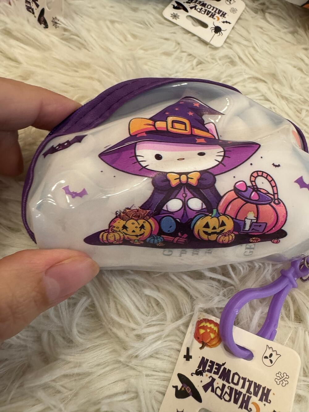 Hello Kitty Halloween purple Witch coin purse keychain